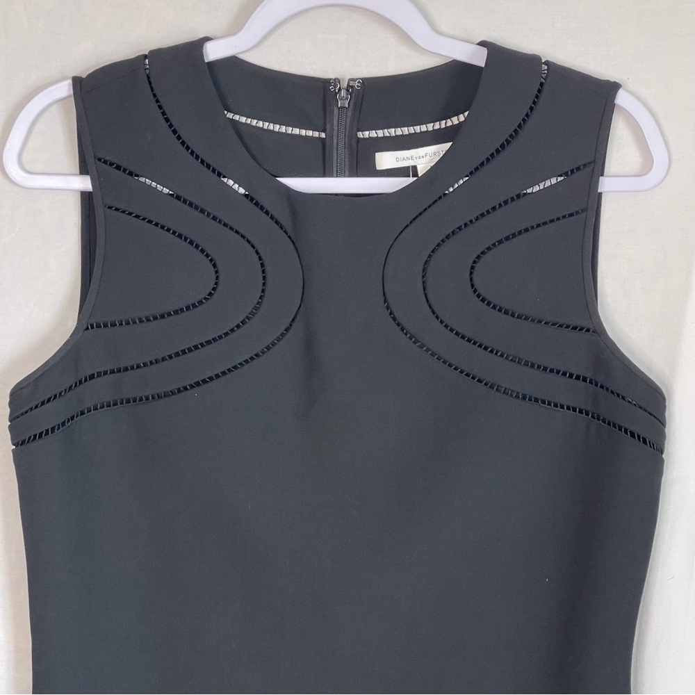 DIANE VON FURSTENBERG | Black Sleeveless Flounce Mini Dress Sz 10 - Picture 5 of 10